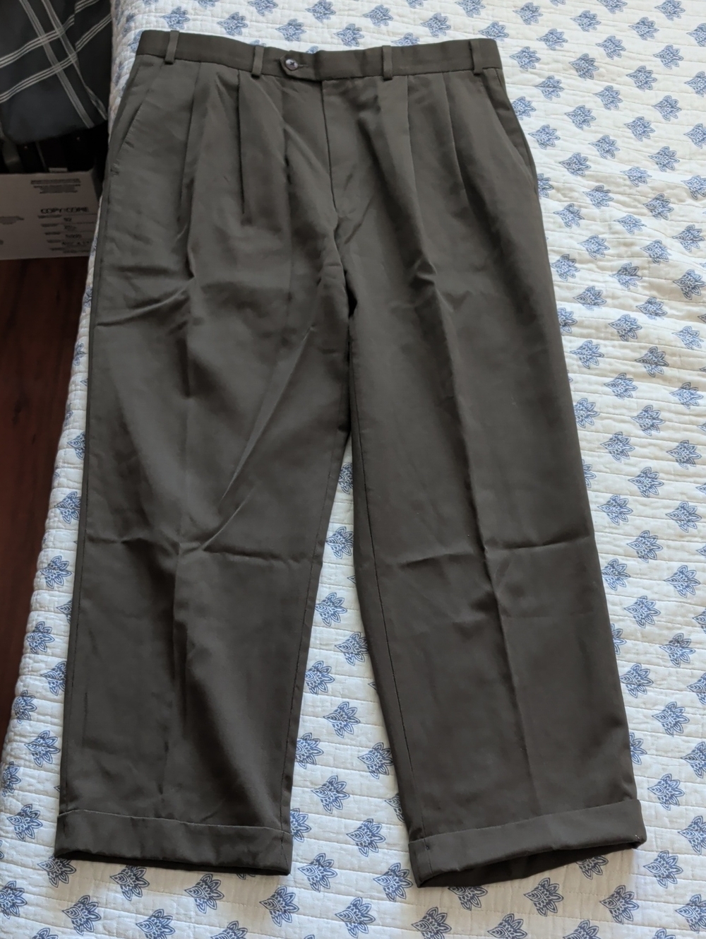 Polo University Vintage Olive Green Pleated Dress Pants